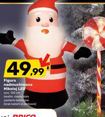Figura nadmuchiwana Mikołaj LED promocja w Bricomarche