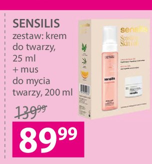 Zestaw w pudełku sensitive skin lab mus do mycia twarzy 200 ml + krem do twarzy 25 ml SENSILIS ZESTAWY promocja