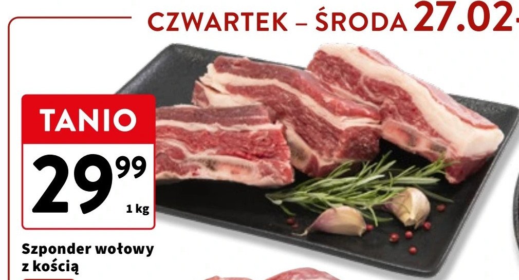 Szponder wołowy z kością promocja w Intermarche