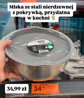 Miska ze stali nierdzewnej z pokrywką promocja w Biedronka