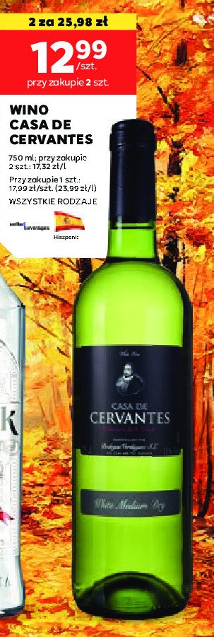 Wino białe połwytrawne CERVANTES promocja