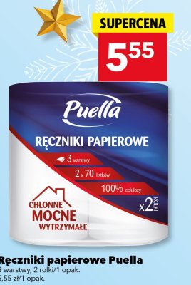 Ręczniki papierowe Puella 3 warstwy 2 rolki promocja w LEWIATAN