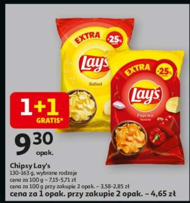 Chipsy Lay's 130-163g, wybrane rodzaje promocja w Auchan