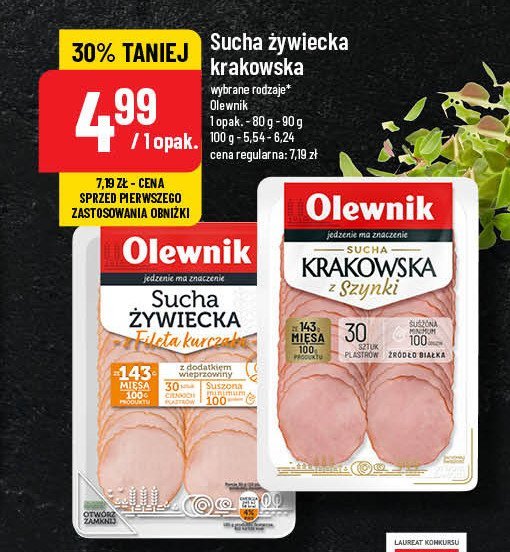 Kiełbasa żywiecka sucha z filetem z kurczaka Olewnik promocja