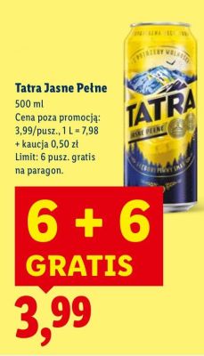 Piwo Tatra Jasne Pełne promocja w Lidl