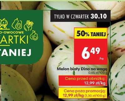 Melon biały Dino na wagę promocja w Biedronka