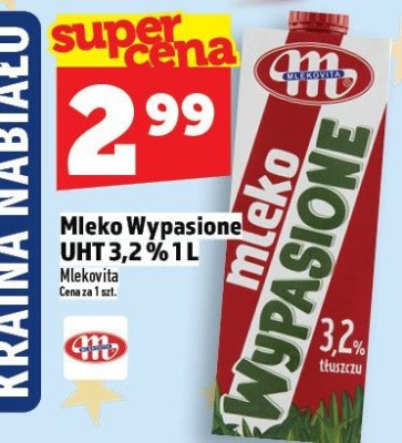 Mleko Wypasionie UHT 3,2% 1L Mlekovita promocja w TOPAZ