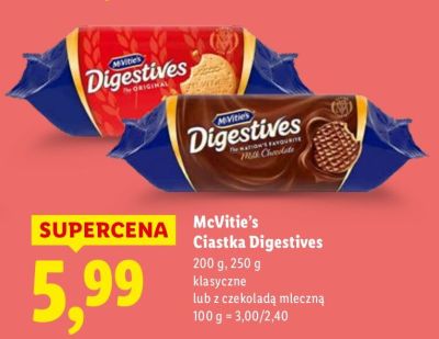 Ciastka Digestives klasyczne lub z czekoladą mleczną promocja w Lidl