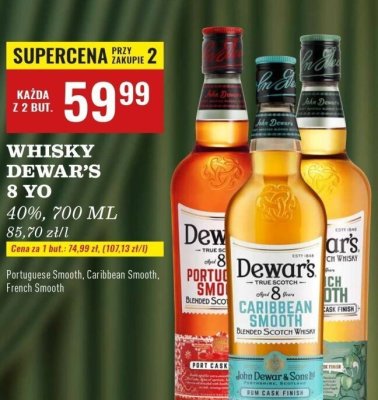 Whisky Dewar's 8 YO Caribbean Smooth 40%, 700 ML promocja w Biedronka