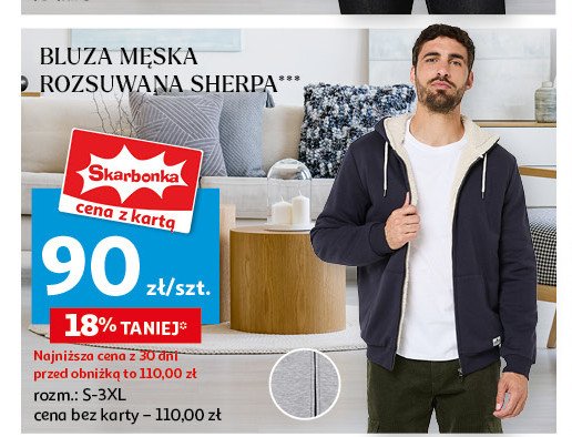 Bluza męska rozsuwana sherpa s-3xl Auchan inextenso promocja