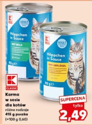Karma w sosie dla kotów różne rodzaje 415g  promocja w Kaufland