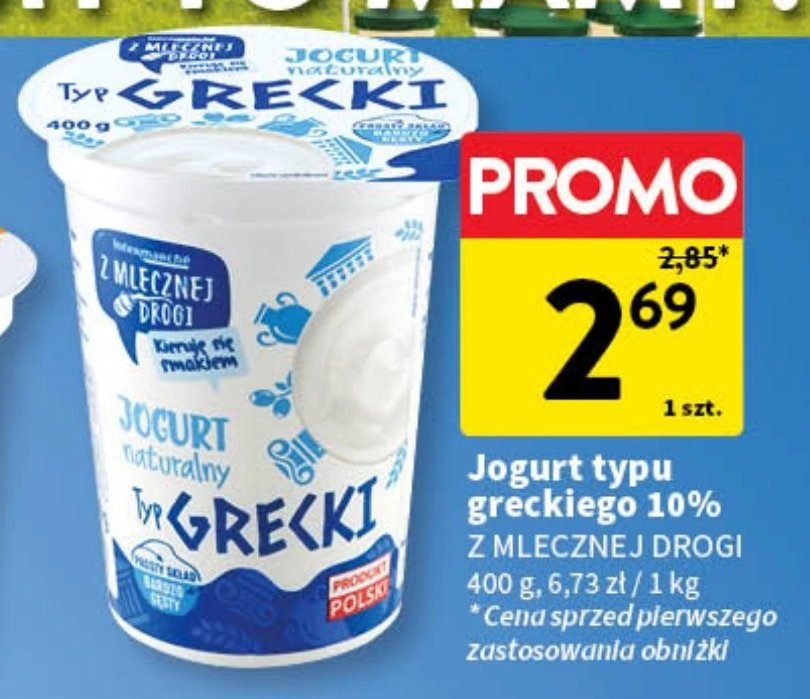 Jogurt naturalny Z mlecznej drogi promocja w Intermarche