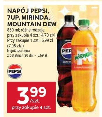 Napój pepsi, 7up, miranda, mountain dew promocja w Stokrotka
