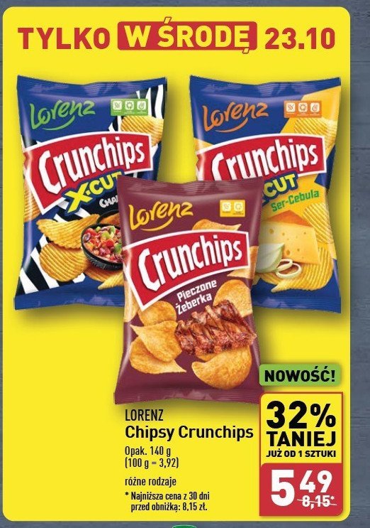 Chipsy ser-cebula Crunchips x-cut Crunchips lorenz promocja