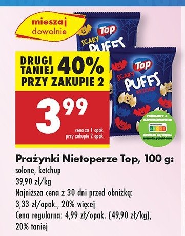 Prażynki scary puffs ketchup Top snackers promocja
