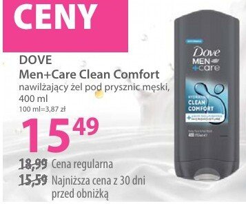 Żel pod prysznic Dove Men+Care Clean Comfort promocja w Hebe
