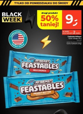 Czekolada MrBeast Feastables Milk Crunch, 60 g promocja w Dealz