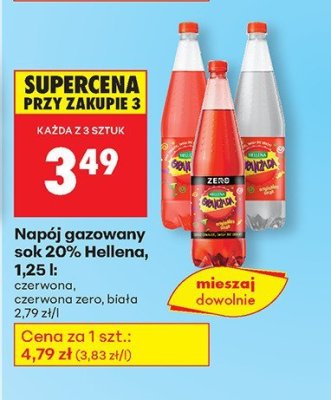 Napój gazowany sok 20% Hellena, 1,25 l czerwona zero promocja w Biedronka