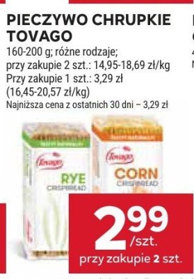 Pieczywo chrupkie Tovago żytnie, kukurydziane promocja w Stokrotka