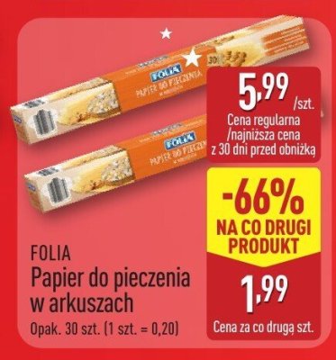 Papier do pieczenia w arkuszach 30 szt. promocja w Aldi
