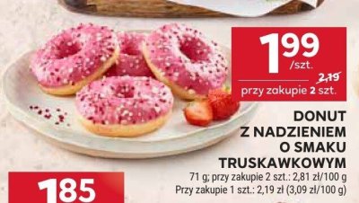 Pieczywo donut z nadzieniem o smaku truskawkowym promocja w Stokrotka
