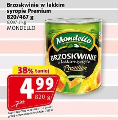 Brzoskwinie w lekkim syropie Premium MONDELLO promocja w Prim Market