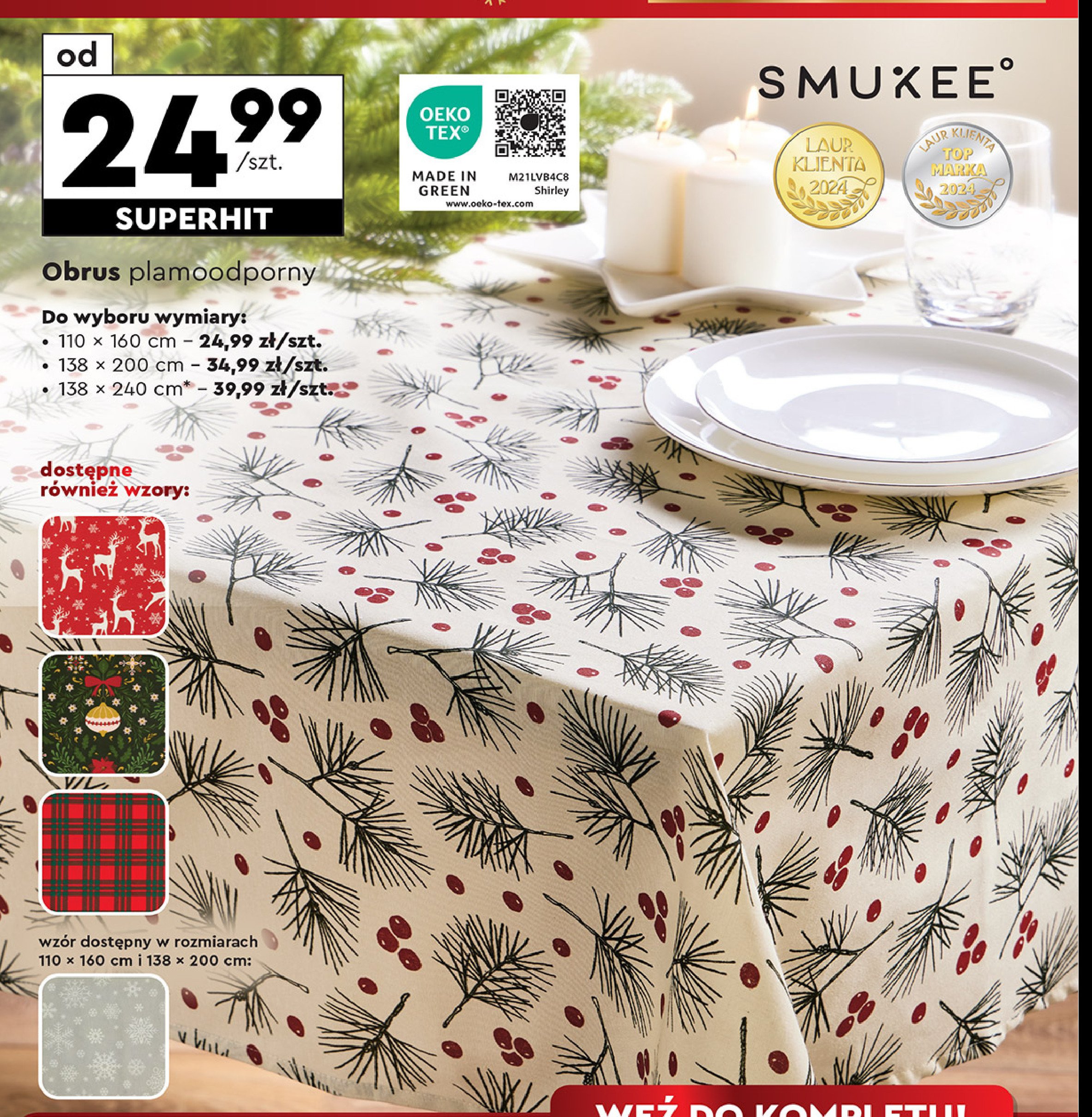 Obrus plamoodporny 240 x 138 cm Smukee promocja w Biedronka