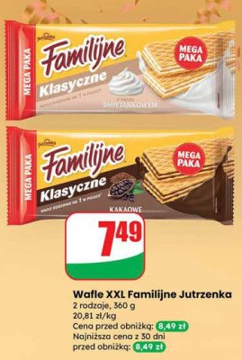 Wafle XXL Familijne Jutrzenka klasyczne śmietankowe 360 g promocja w Dino