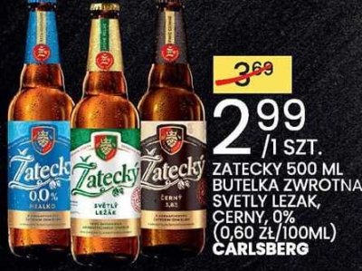 Piwo ŻATECKY 500 ml butelka zwrotna świetły lezak, ciemny lezak GRUPA ŻYWIEC CARLSBERG promocja w Wafelek