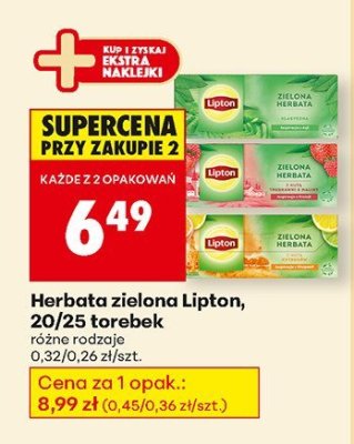 Herbata zielona Lipton, różne rodzaje promocja w Biedronka