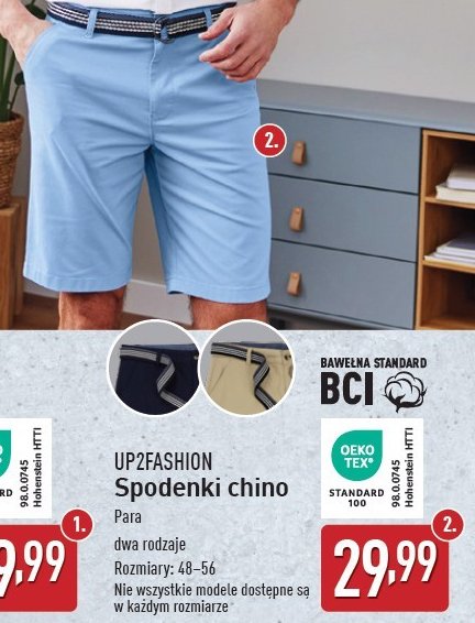 Spodenki chino 48-56 Up2fashion promocja w Aldi