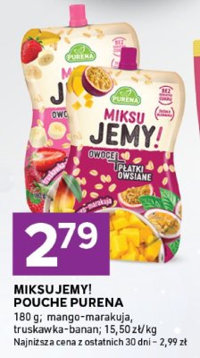 MiksuJemy! Pouche Purena mango-brzoskwinia, truskawka-banan promocja w Stokrotka