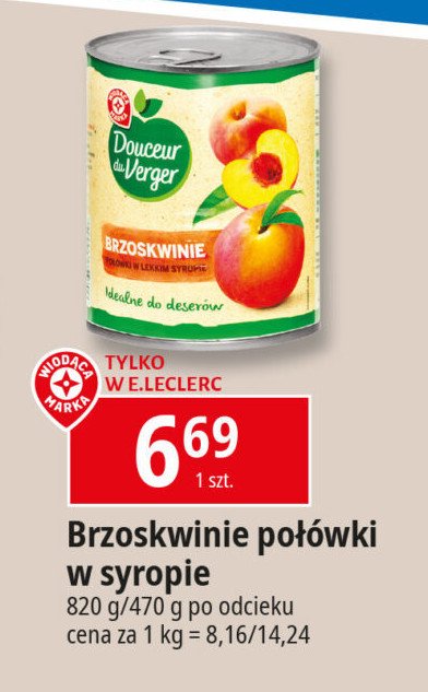 Brzoskwinie w syropie połówki Wiodąca marka douceur du verger promocja