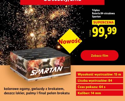 Bateria fajerwerków Triplex 84-strzałowa Spartan promocja w Lidl