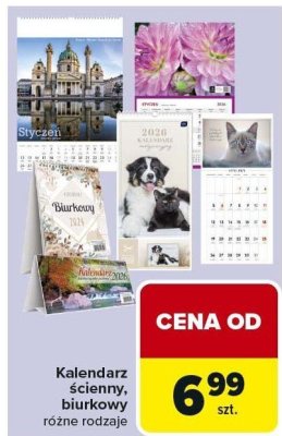 Kalendarz ścienny, biurkowy różne rodzaje promocja w Carrefour