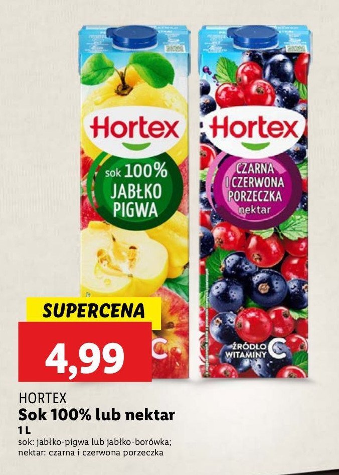 Sok jabłko borówka amerykańska Hortex promocja w Selgros