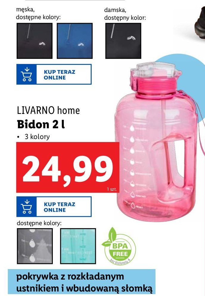 Bidon 2 l LIVARNO HOME promocja w Lidl