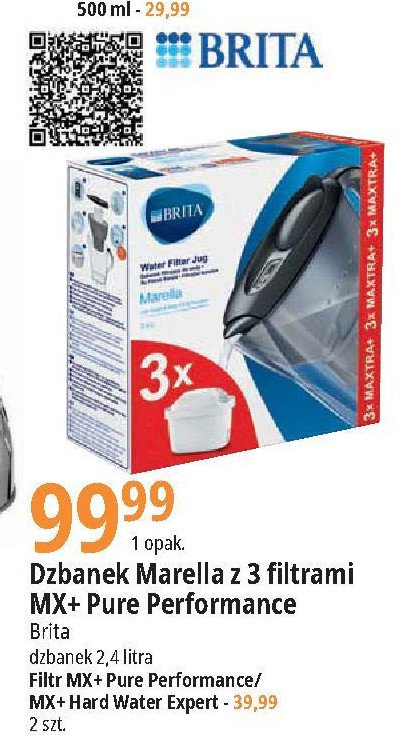 Dzbanek marella 2.4 l + wk艂ad hard water + wk艂ad pure performance Brita classic promocja