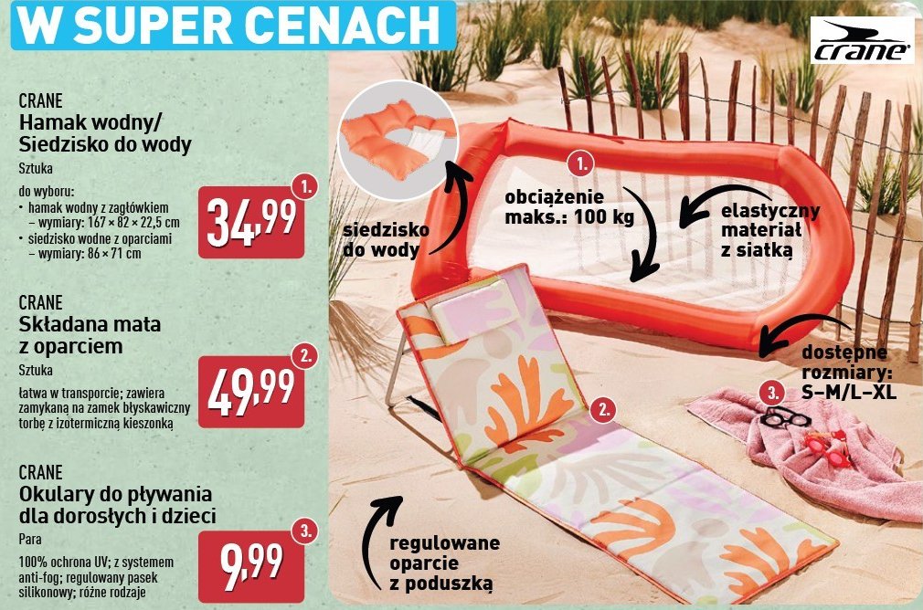 Okulary do pływania dla dorosłych CRANE promocja w Aldi