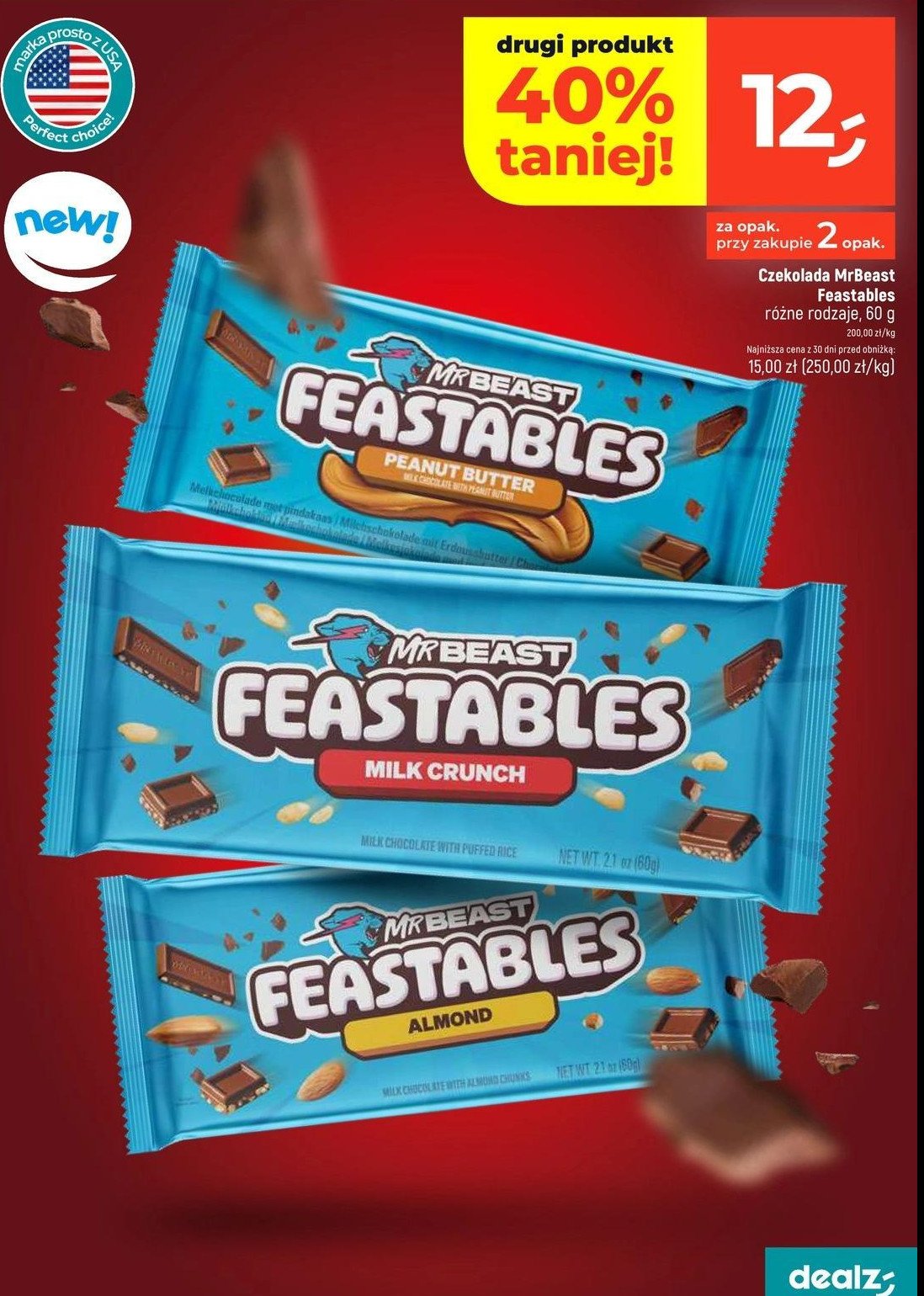 Czekolada crunch Mr beast promocja w Dealz