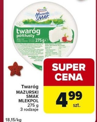Twaróg półtłusty smak mleczny MAZURSKI SMAK 275g promocja w Globi
