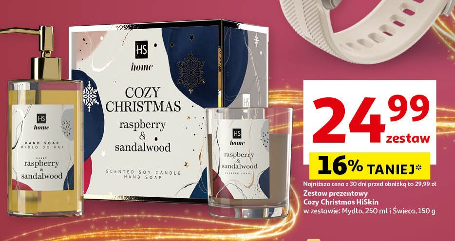 Zestaw w pudełku cozy christmas: mydło w płynie + świeca Hiskin promocja