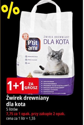 Żwirek drzewniany dla kota P'tit ami promocja w Leclerc