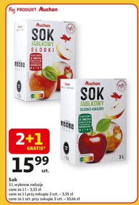 Sok jabłkowy słodki Auchan różnorodne (logo czerwone) promocja