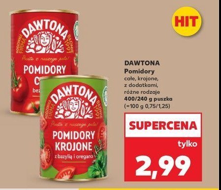 Pomidory krojone z bazylią i oregano Dawtona promocja