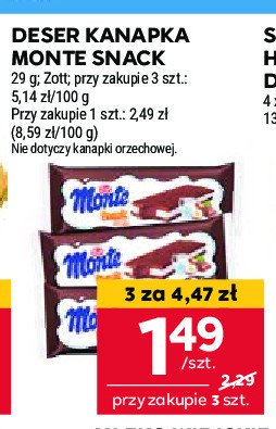 Zott Monte Snack - baton mleczny promocja w Stokrotka