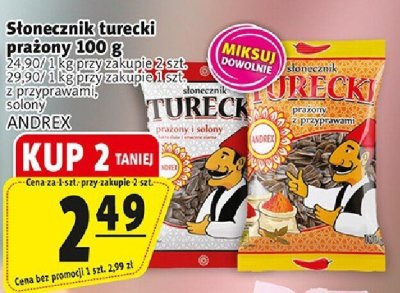 Słonecznik turecki prażony Słonecznik turecki prażony 100 g ANDREX promocja w Prim Market