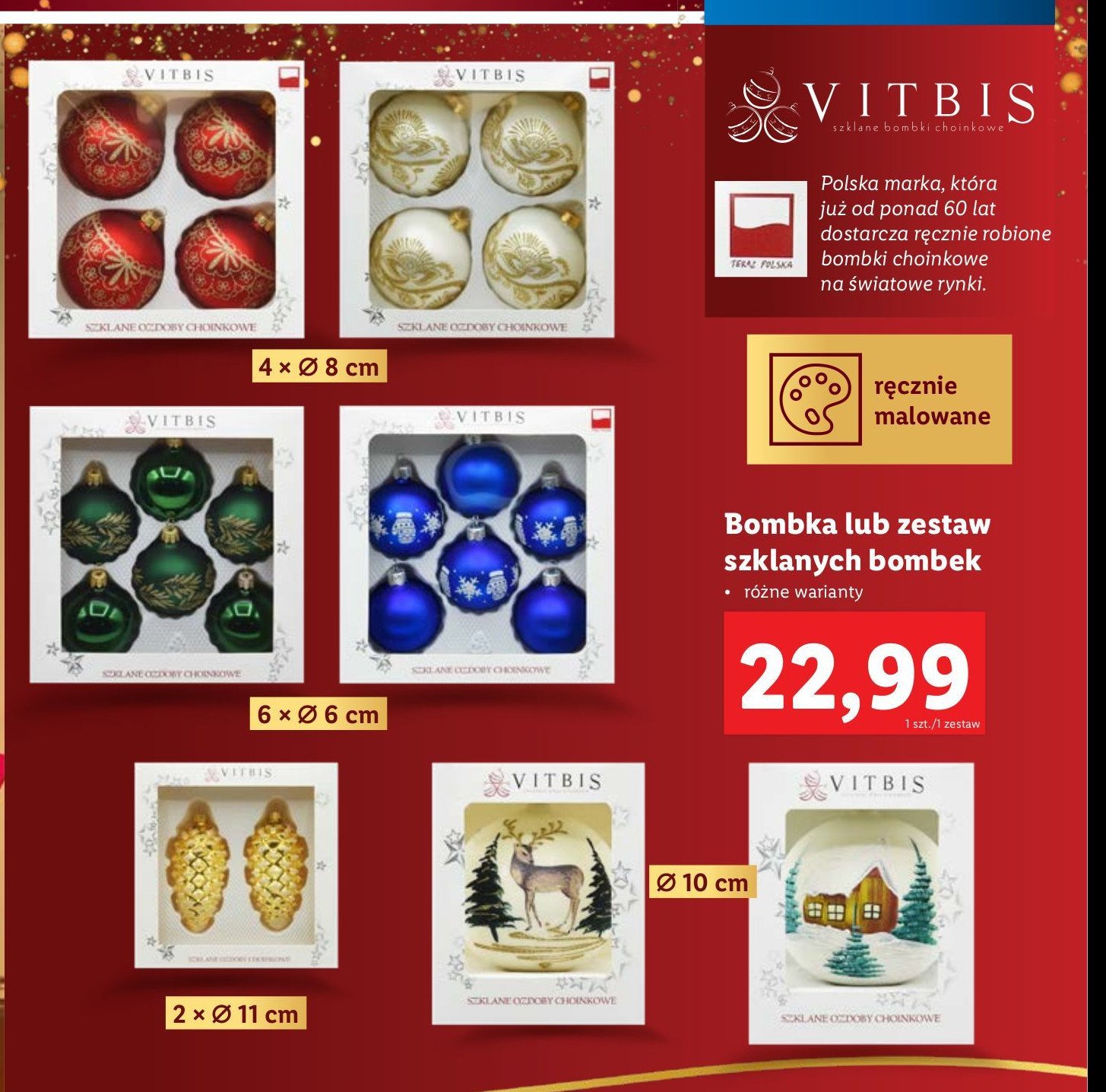 Bombka dekorowana bogato 10 cm Vitbis promocja w Lidl