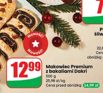 Makowiec Premium z bakaliami Dakri promocja w Dino