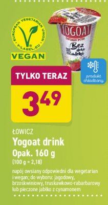 Yogoat jogurt owsiany brzoskwiniowy Łowicz bez deka mleka promocja